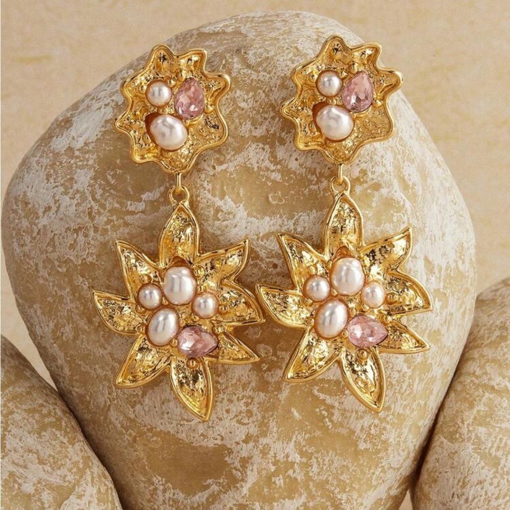 Chic pink detail drop earrings M600